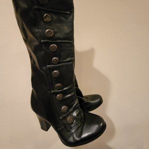 Miz Mooz Heaven Heeled Black Leather Boots with Side Zip